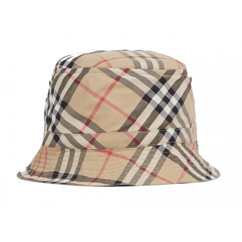 Burberry Bucket Children's Hat Vintage Check Cotton Archive Beige