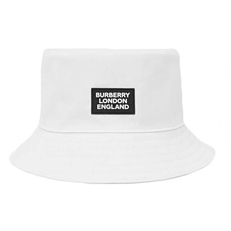 Burberry Bucket Hat Logo Applique Cotton White