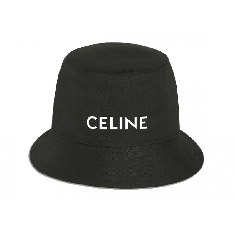 Celine Cotton Bucket Hat Black