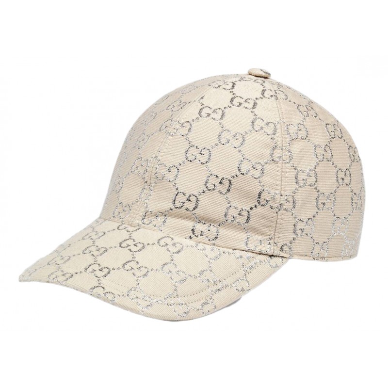 Gucci GG Lame Baseball Hat White/Silver