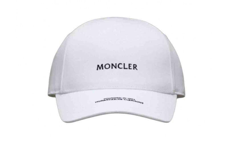 Moncler Logo Embroidered Baseball Cap Silk White