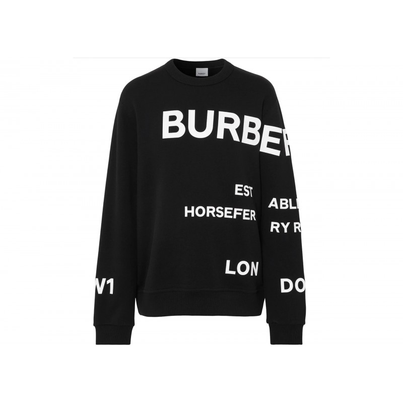 Burberry Horseferry-Print Cotton Sweatshirt Black/White