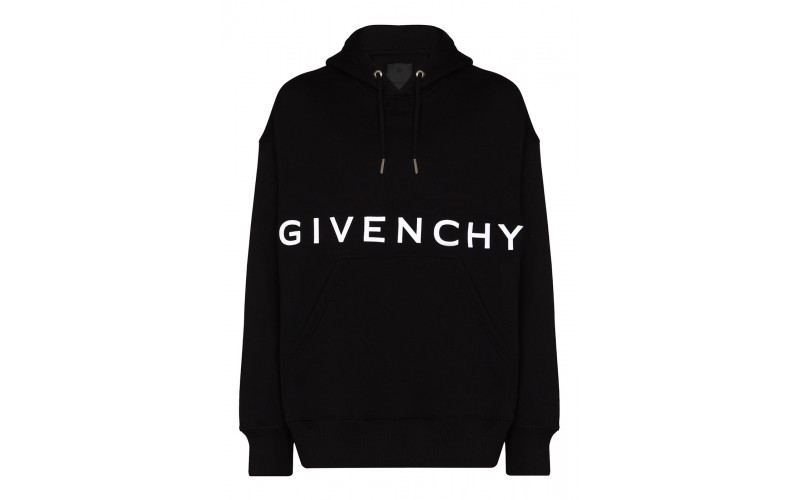 Givenchy Front Logo Heavy Brushed Hooded Sweatshirt Black