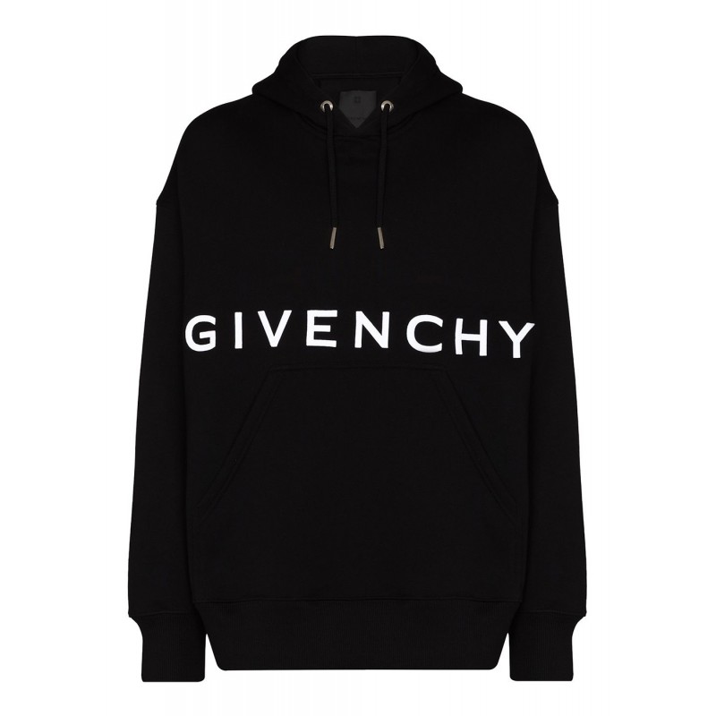 Givenchy Front Logo Heavy Brushed Hooded Sweatshirt Black