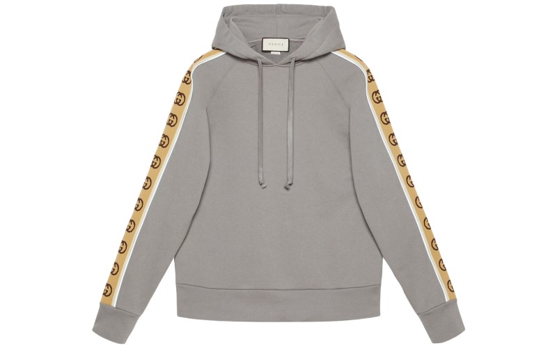 Gucci Cotton Jersey Hooded Sweatshirt Grey