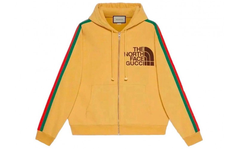 Gucci x The North Face Web Print Cotton Sweatshirt Gold