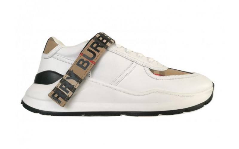 Burberry Vintage Check Leather Beige White