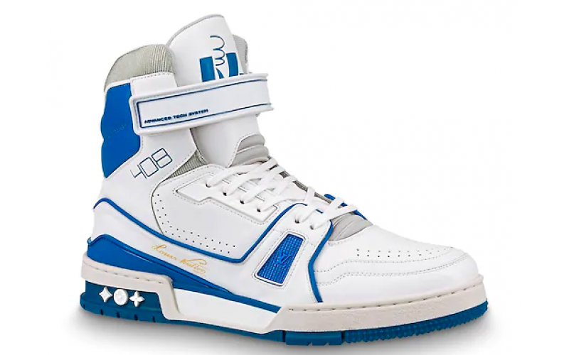 Louis Vuitton LV Trainer Sneaker Boot High White Blue