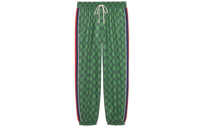 Gucci GG Jersey JoGGing Pant With Web Green/Dark Blue