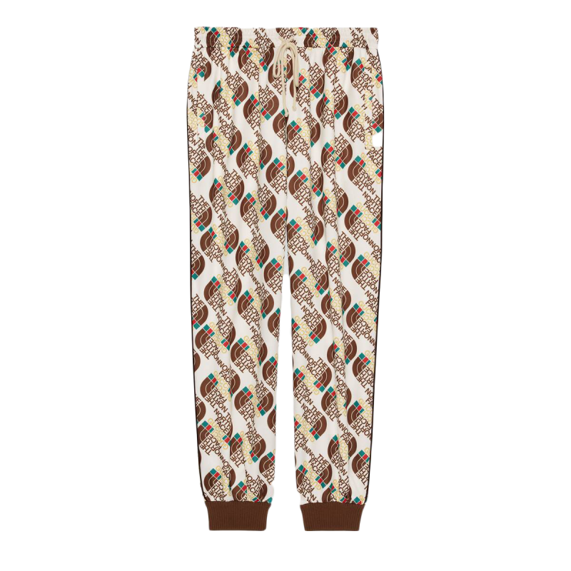 Gucci x The North Face Web Print Technical Jersey Jogging Pant Ivory/Brown