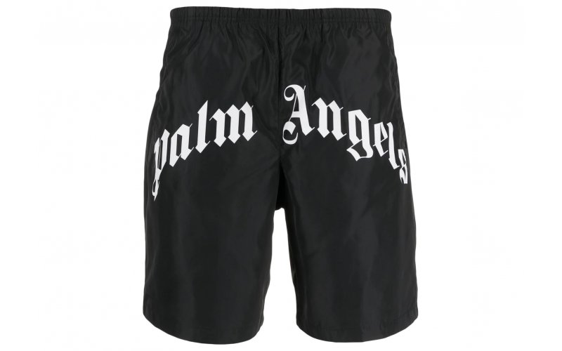 Palm Angels Logo Print Swimming Shorts Black