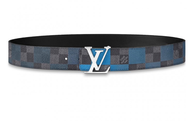 Louis Vuitton Reversible Belt LV Initiales Damier Graphite Giant 40 MM Blue