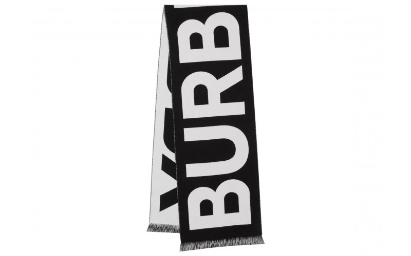 Burberry Logo Wool Jacquard Scarf Black