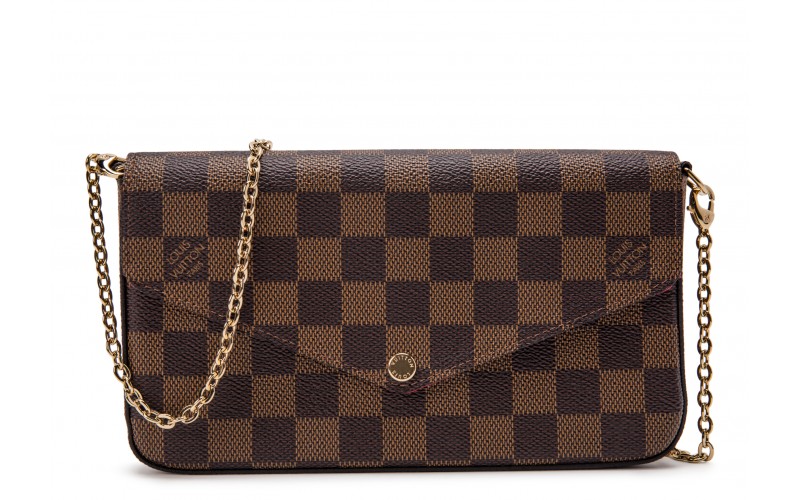 Louis Vuitton Pochette Felicie Damier Ebene (Without Accessories) Red Lining