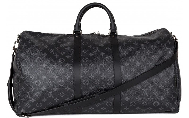 Louis Vuitton Keepall Bandouliere Monogram Eclipse (Without Accessories ) 55 Black/Grey